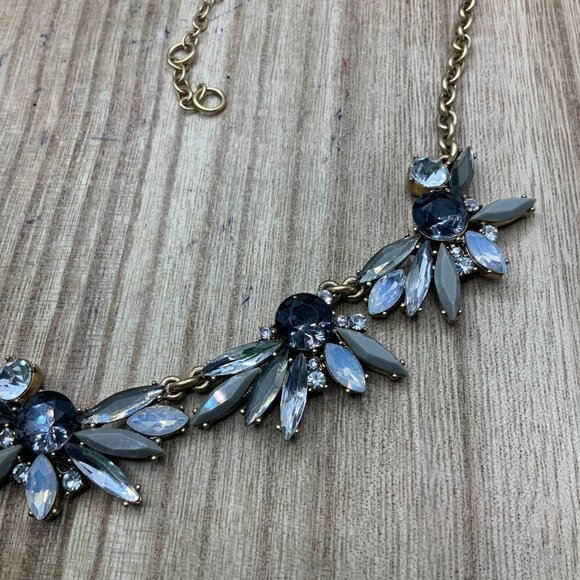 J. Crew Crystal Rhinestone Gold Tone Chain Link Necklace - Picture 6 of 7